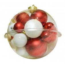 Χριστουγεννιάτικες Μπάλες Κόκκινες και Λευκές - Σετ 20 τεμ. (15cm)